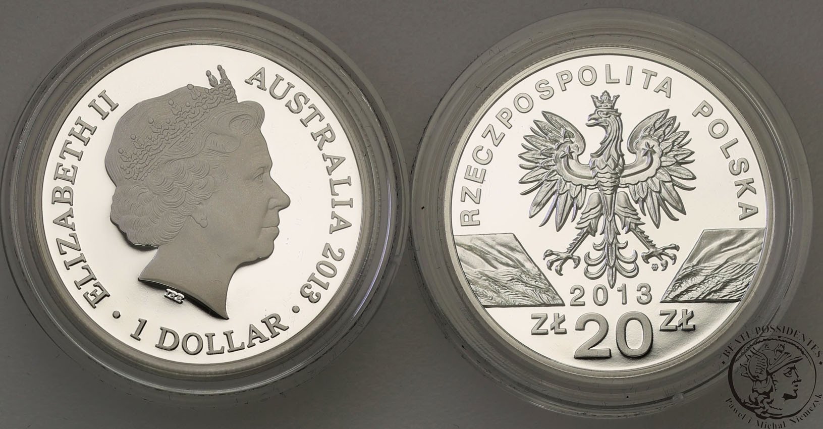 III RP. 20 złotych 2013 Kangur i Australia 1 Dolar 2013 Kangur lot 2 sztuk